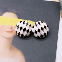 Screw  Black  White Drip Glaze Diamond Block Geometric Earrings main image 4