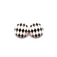 Screw  Black  White Drip Glaze Diamond Block Geometric Earrings main image 6