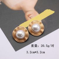 Large Round Exaggerated  Half-piece Imitation Pearl Silver Needle Stud Earrings main image 6