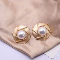Large Round Exaggerated  Half-piece Imitation Pearl Silver Needle Stud Earrings main image 5