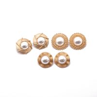 Large Round Exaggerated  Half-piece Imitation Pearl Silver Needle Stud Earrings main image 3