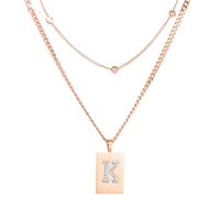 Korean Fashion Square Letter K Titanium Steel Plated Rose Gold  Necklace sku image 1