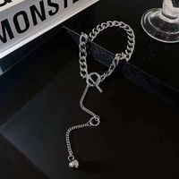 Metal Thick Chain Ot Buckle Tassel Exaggerated Collar Necklace sku image 1