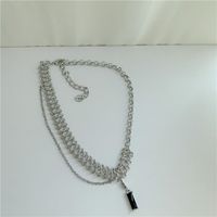 Korean New Trendy Luxury Black Gem Pendant Detachable Twist Stitching Necklace sku image 1