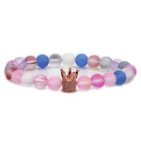 New Frosted Moonstone Crown Perlen Armband sku image 7