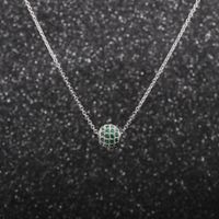 Micro-inlaid Green Black Zirconium Diamond Ball Necklace sku image 3
