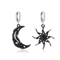 Asymmetrical Short Hollow Star And Moon Earrings sku image 2