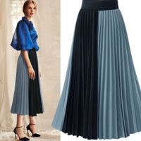 Chiffon Color Matching Pleated Skirt Fold Stitching Chiffon Skirt Skirt main image 3