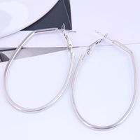 Boucles D&#39;oreilles Exagérées De Forme Ovale Géométrique Simple En Métal De Mode sku image 1