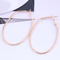 Boucles D&#39;oreilles Exagérées De Forme Ovale Géométrique Simple En Métal De Mode sku image 2