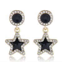 Pendientes De Estrella De Cinco Puntas Con Diamantes Intermitentes De Metal De Moda main image 1