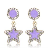 Pendientes De Estrella De Cinco Puntas Con Diamantes Intermitentes De Metal De Moda main image 4