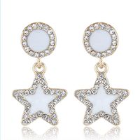Pendientes De Estrella De Cinco Puntas Con Diamantes Intermitentes De Metal De Moda main image 5
