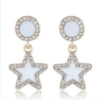 Pendientes De Estrella De Cinco Puntas Con Diamantes Intermitentes De Metal De Moda sku image 2