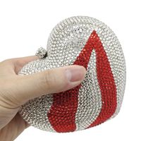 Diamond-studded  Heart-shaped Diamond Sticker Clutch Bag main image 4
