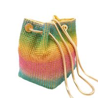 Esstasche Rainbow Mesh Diamond Bucket Bag Strass Partytasche main image 1
