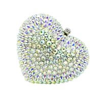 Diamond-studded  Heart-shaped Diamond Sticker Clutch Bag sku image 1