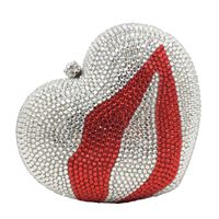 Diamond-studded  Heart-shaped Diamond Sticker Clutch Bag sku image 2