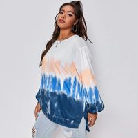 Women's New Style Stitching Casual Round Neck Loose Gradient Tie-dye Long-sleeved Sweater main image 3