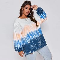 Women's New Style Stitching Casual Round Neck Loose Gradient Tie-dye Long-sleeved Sweater main image 4