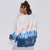Women's New Style Stitching Casual Round Neck Loose Gradient Tie-dye Long-sleeved Sweater main image 5