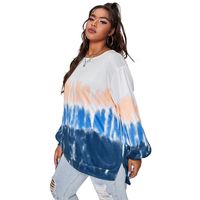 Women's New Style Stitching Casual Round Neck Loose Gradient Tie-dye Long-sleeved Sweater main image 6