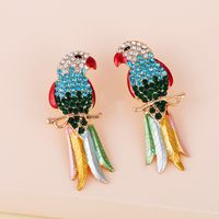 Boucles D&#39;oreilles Rétro Plein Diamant Coloré Mignon Animal Oiseau main image 6