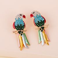 Retro Full Diamond Colorful Cute Animal Bird Earrings main image 6