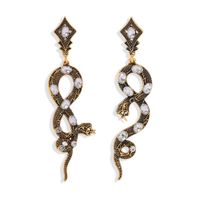 Hot Selling Exaggerated Snake Inlaid Pearl Python Earrings main image 1