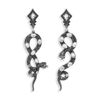 Hot Selling Exaggerated Snake Inlaid Pearl Python Earrings main image 3