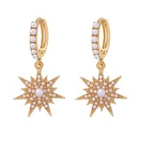 Fashion Six-pointed Star Tassel Inlaid Pearl Earrings main image 1