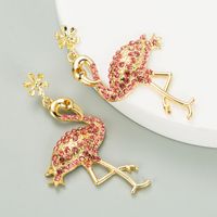 Creative Flamingo Long Alloy Inlaid Rhinestone Women's Earrings main image 3