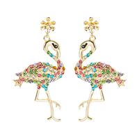 Creative Flamingo Long Alloy Inlaid Rhinestone Women's Earrings main image 6