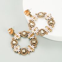 Cross-border New Arrival Creative Round Women's Earrings Alloy Inlaid Color Rhinestone European And American Retro Chinese Style Special-interest Earrings main image 4