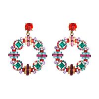 Cross-border New Arrival Creative Round Women's Earrings Alloy Inlaid Color Rhinestone European And American Retro Chinese Style Special-interest Earrings main image 6