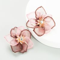 Yarn Flower Crystal Fashion Earrings main image 4