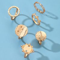 Fashion Creative Exaggerated Alloy Round Disc Geometric Carved Ring 6-piece Set main image 3