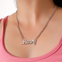 Nouveau Style Collier Pendentif Lettre Miel Argent À Une Seule Couche main image 1