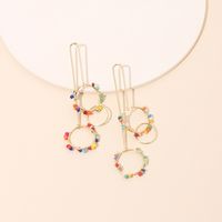 Geometric Circle Rice Bead One-piece Tassel Retro Exaggerated Earrings main image 3