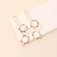 Geometric Circle Rice Bead One-piece Tassel Retro Exaggerated Earrings main image 5