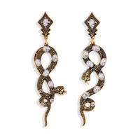 Hot Selling Exaggerated Snake Inlaid Pearl Python Earrings sku image 1