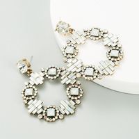 Cross-border New Arrival Creative Round Women's Earrings Alloy Inlaid Color Rhinestone European And American Retro Chinese Style Special-interest Earrings sku image 1