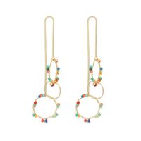 Geometric Circle Rice Bead One-piece Tassel Retro Exaggerated Earrings sku image 1