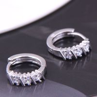 Korean Fashion Sweet  Simple Inlaid Zircon Earrings sku image 1