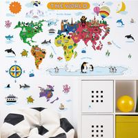 New Cartoon Animal World Seven Continents Wall Stickers main image 1