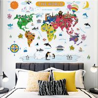 New Cartoon Animal World Seven Continents Wall Stickers main image 3