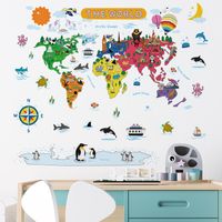 New Cartoon Animal World Seven Continents Wall Stickers main image 5