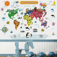 New Cartoon Animal World Seven Continents Wall Stickers main image 6