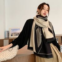 Trendy All-match Cashmere Shawl Dual-use Long Thick Warm Scarf main image 1