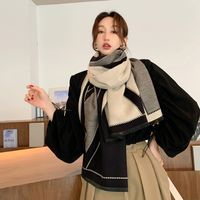 Trendy All-match Cashmere Shawl Dual-use Long Thick Warm Scarf main image 4